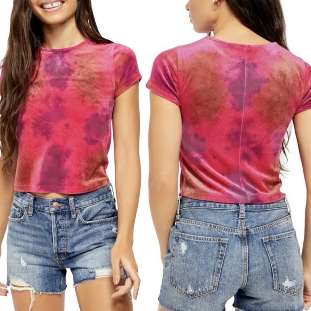 NWT - Free People Bright Eyes Velvet Cropped Tee
